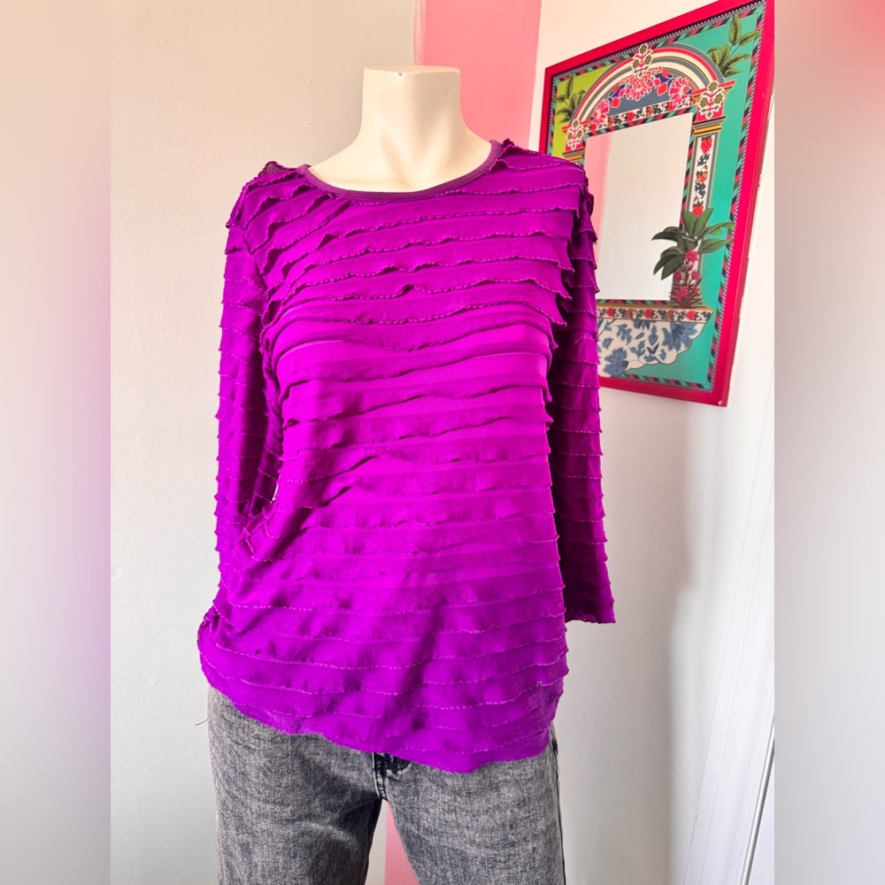 American CW Purple Ruffle Layers Long-Sleeve Women's Top
